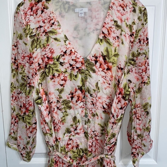 J. Jill Floral Wrap Dress - Pink and Green Size Large - Picture 3 of 10